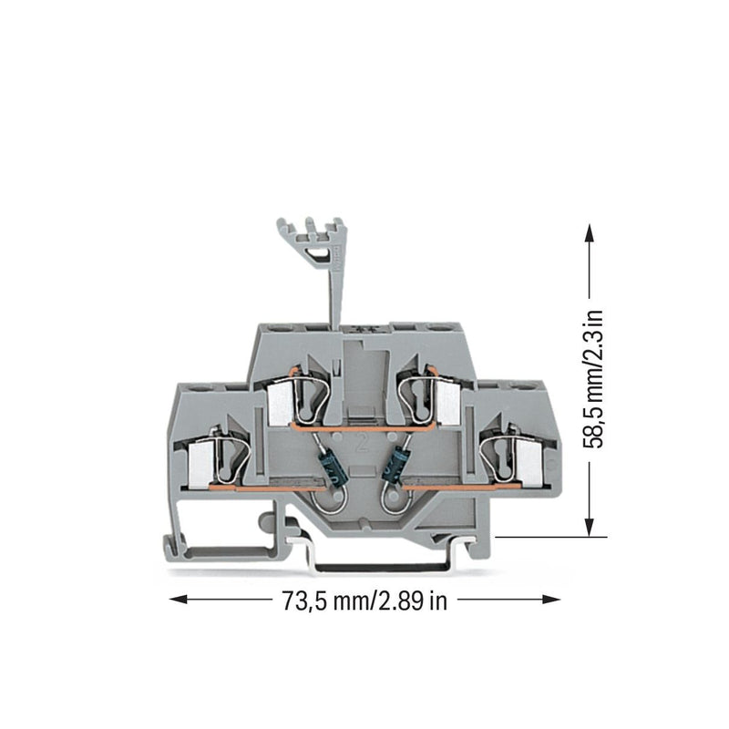 WAGO - Bauelement-Reihenklemme Bauelementklemme 281-635/281-489 2 Dioden 1N4007,grau − 50 Stück