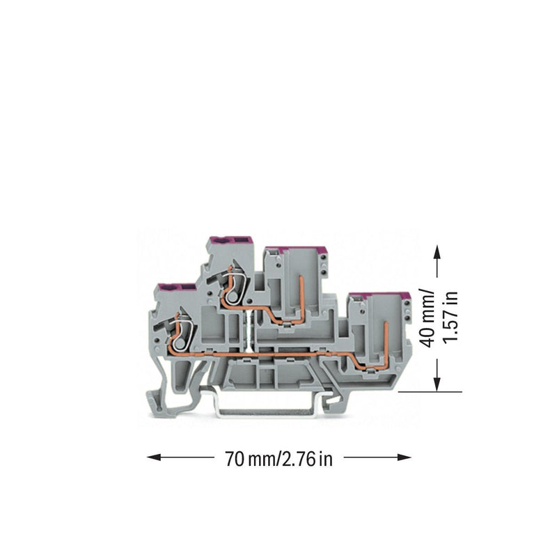 WAGO - Durchgangs-Reihenklemme Doppelstock-Basisklemme 870-108 2-Leiter/2-Pin − 50 Stück