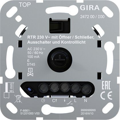 Gira - Raumthermostat Raumtemperaturregler 247200 230V Öff./Schließ
