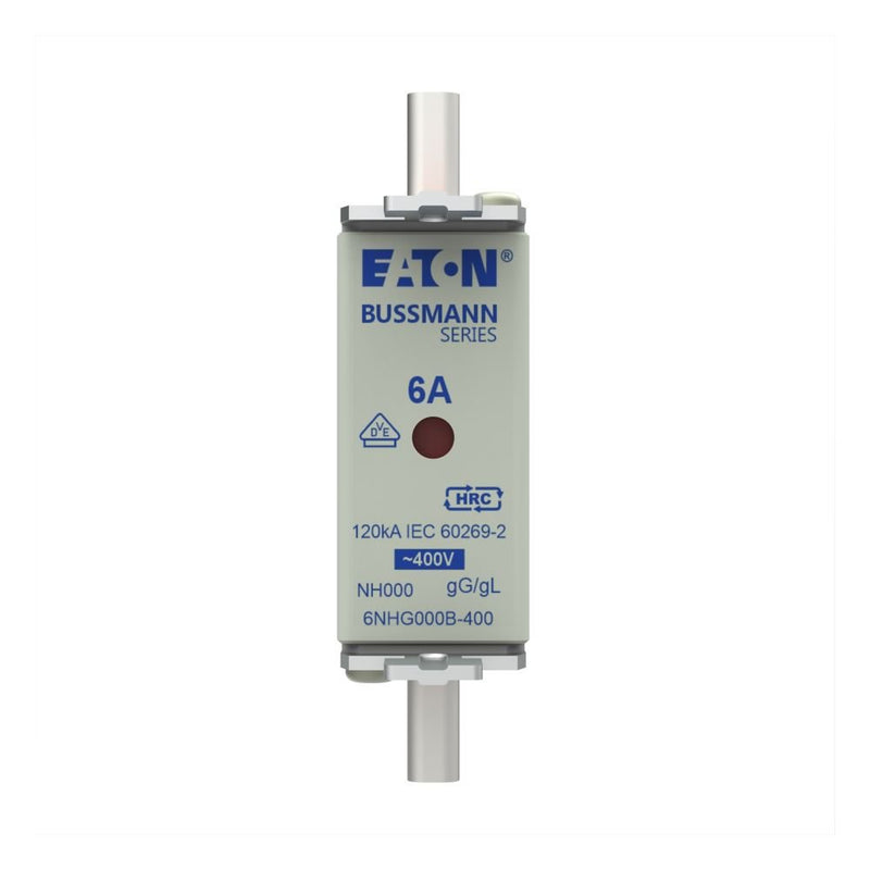 Eaton - Messersicherung Sicherungseinsatz Nieders. 6NHG000B-400 6A AC 400V 120kA − 3 Stück