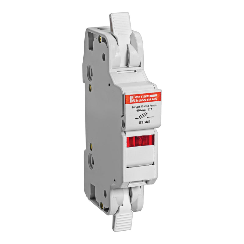 Mersen - Halter für zylindrische Sicherung Sicherungshalter Midget USGM1I 10x38 30A 1-polig − 12 Stück