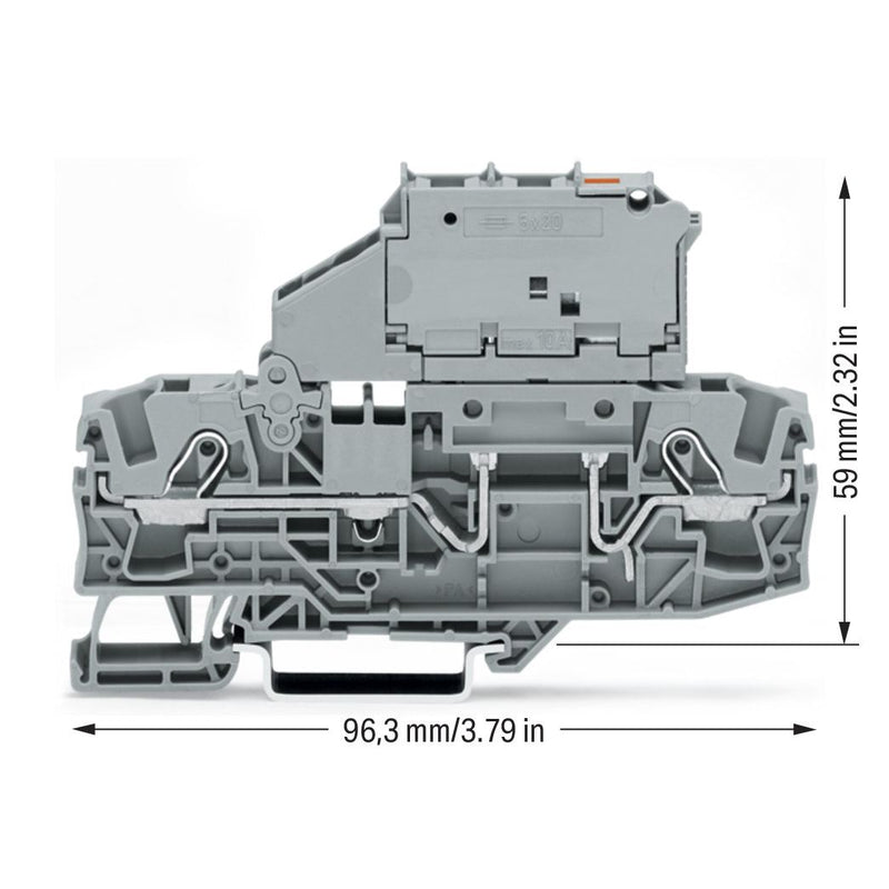 WAGO - Sicherungs-Reihenklemme 2-Leiter-Sicherungsklemme 2006-1611/1000-541 5x20mm,grau − 25 Stück