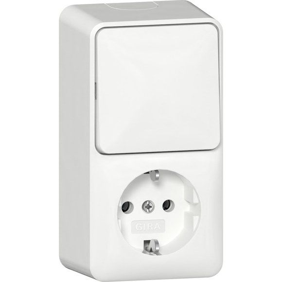 Gira - Schalter-/Steckdosenkombination Kombi AusWe/SCHUKO senkr. 417613 u.Montagepl. AP rws