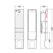 uesa - Gehäuse/Schaltschrank (leer) Verteilersäule A010-M-1420 820x320x234mm