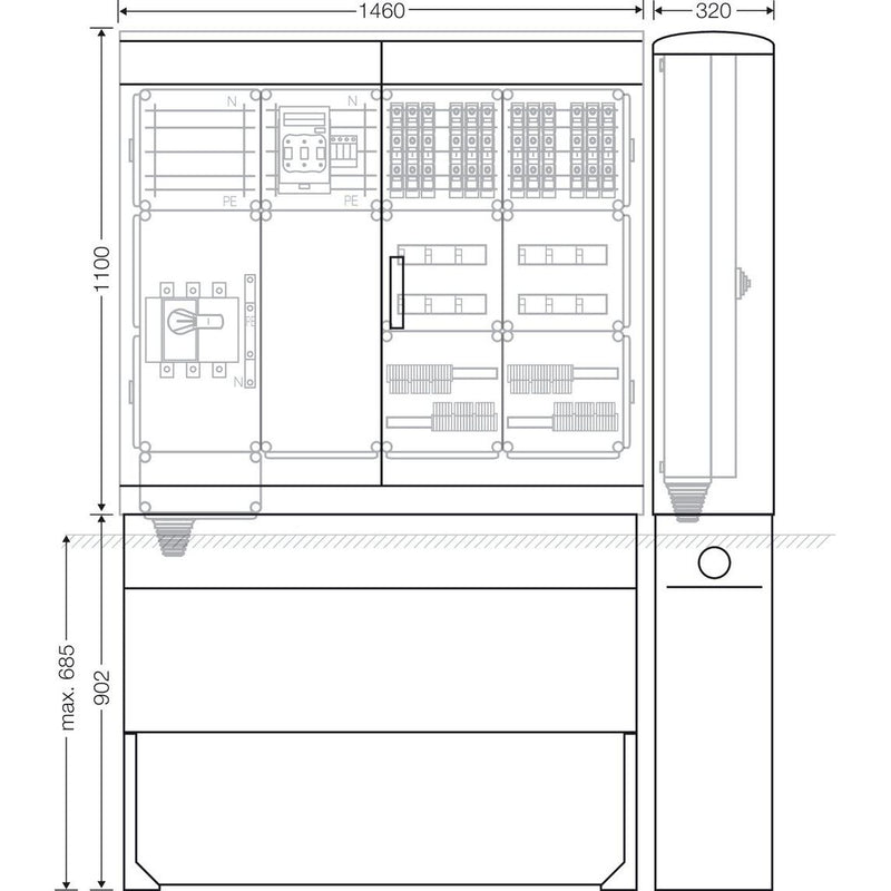 Hensel - Verteilerschrank für Energieversorgung Ladeverteiler Mi EV 11kW 12111 f.12 Ladep. a 11kW