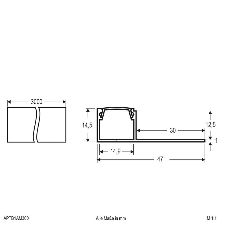 EVN Lichttechnik - Mechanisches Zubehör/Ersatzteile für Leuchten Profil m.Abdeckung APTB1AM300
