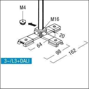 Zumtobel - Mechanisches Zubehör/Ersatzteile für Leuchten Befestigungsstück 3ph sw S2 800490 T-Verbinder