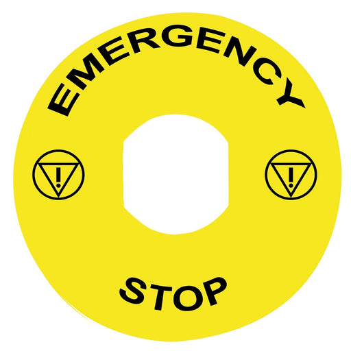 Schneider Electric - Bezeichnungsschild für Befehlsgeräte Not-Aus-Schild ZBY8330 D=90 EMERGENCY − 10 Stück