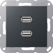 Jung - Multifunktions-Anschlussdose Multimediadose 2 x USB MA A 1153 ANM anthrazit matt