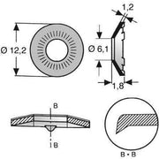 Ettinger - Sicherungsscheibe Kontaktscheibe 03.20.061 M6 m.Schneidzähnen − 100 Stück