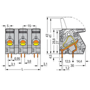 WAGO - Leiterplattenklemme Hebel 2716-204 16mm²,grau − 20 Stück