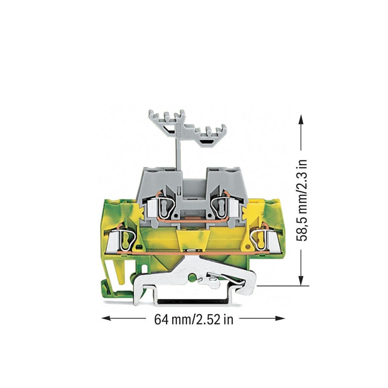 WAGO - Schutzleiter-Reihenklemme Doppelstockklemme 280-527 0,08-2,5mmq, 20A, gn − 50 Stück