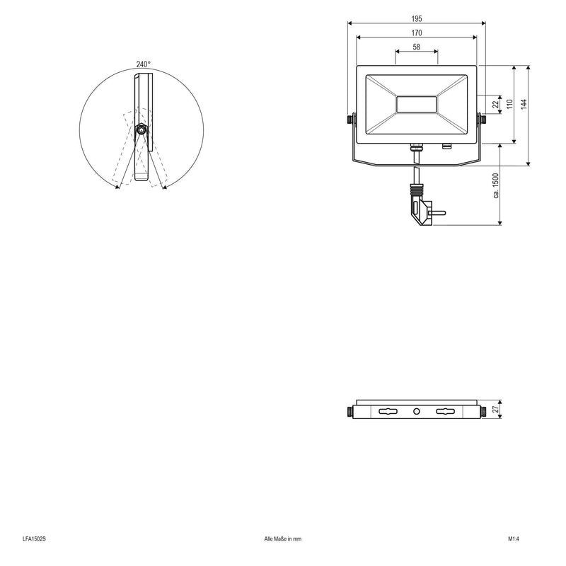 EVN Lichttechnik - Downlight/Strahler/Flutlicht LED-Fluter LFA1502S IP65, 3000K 1100lm
