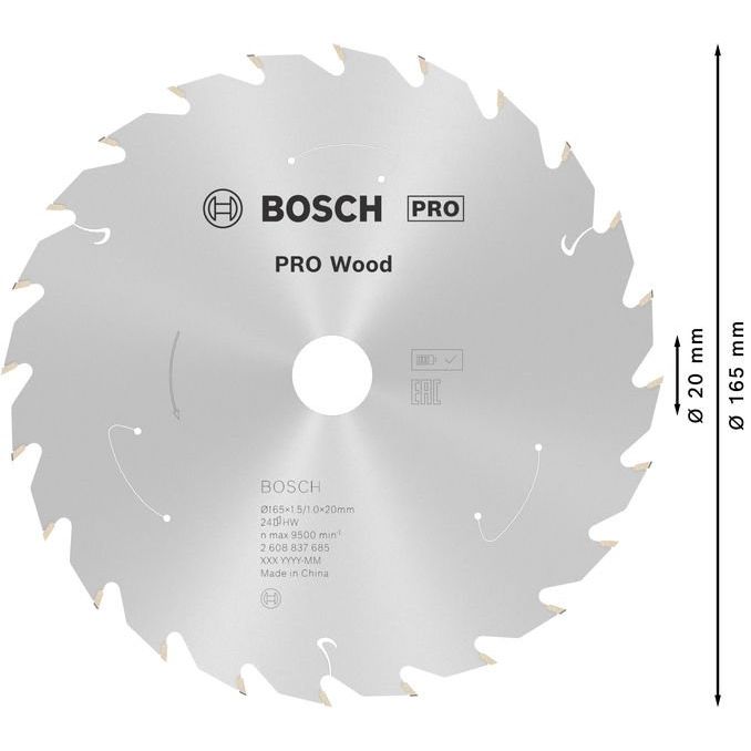 Bosch - Kreissägeblatt PRO Wood cordless 2608837685 Kreissägeblatt 165 x