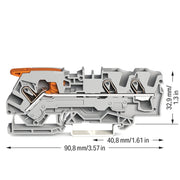 WAGO - Durchgangs-Reihenklemme 3-Leiter-Durchgangsklemme 2106-1301 6qmm, grau − 25 Stück