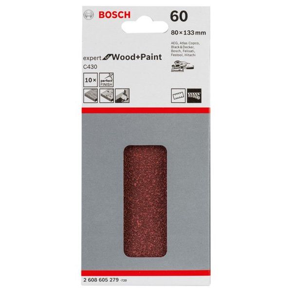 Bosch - Schleifpapier/Schleifvlies Schleifblatt C430, 80 x 2608605279 133 mm 60 8 Löcher