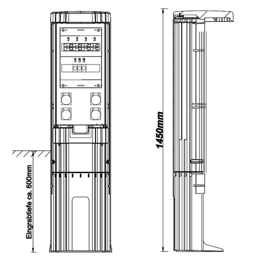 GSAB Elektrotechnik - Leergehäuse Poller 36P15Camp.4WSZ HxD: 1450x360