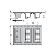 WAGO GmbH & Co. KG - Leiterplattensteckverbinder THR - Stiftleiste 2 - reihig 713 - 14#4055143778329 0,8x0,8,abgew.,sw − 120 Stück