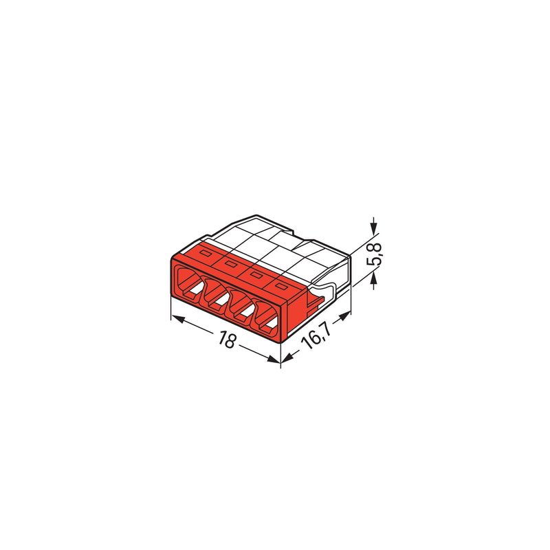 WAGO - Steckklemme Verbindungsdosenklemme 2273-204 4x 0.5-2.5 rot − 100 Stück