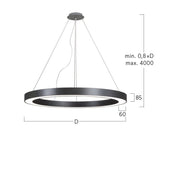 Lightnet - Pendelleuchte LED-Pendelleuchte RG3OBE-830M-D1500-U 3000K, schwarz