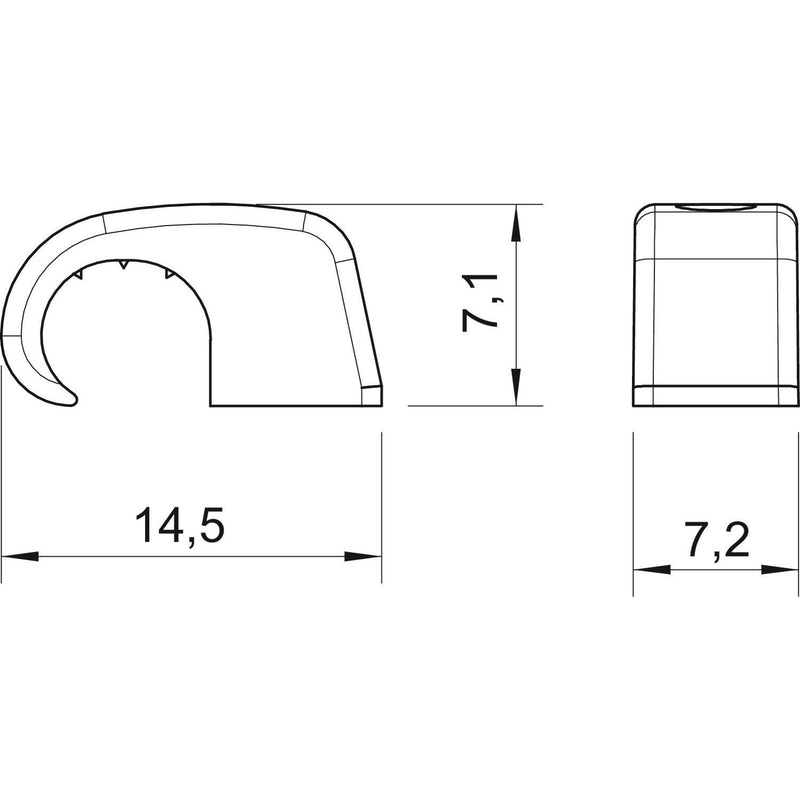 OBO Bettermann - Nagelschelle (für Kabel) Haft-Clip ohne Nagel 4039 4-7mm, PP, lgr − 100 Stück