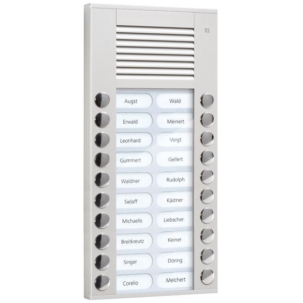TCS Tür Control - Türstation für Türkommunikation Audioaußenstation 2-reihig PES20-EN/04 20 Tasten AP silber