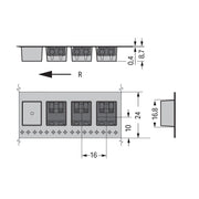 WAGO - Ein- und mehrpolige Klemmenleiste THR-Leiterplattenklemme 2061-1622/998-404 Drücker,1,5mm²,sw − 4320 Stück