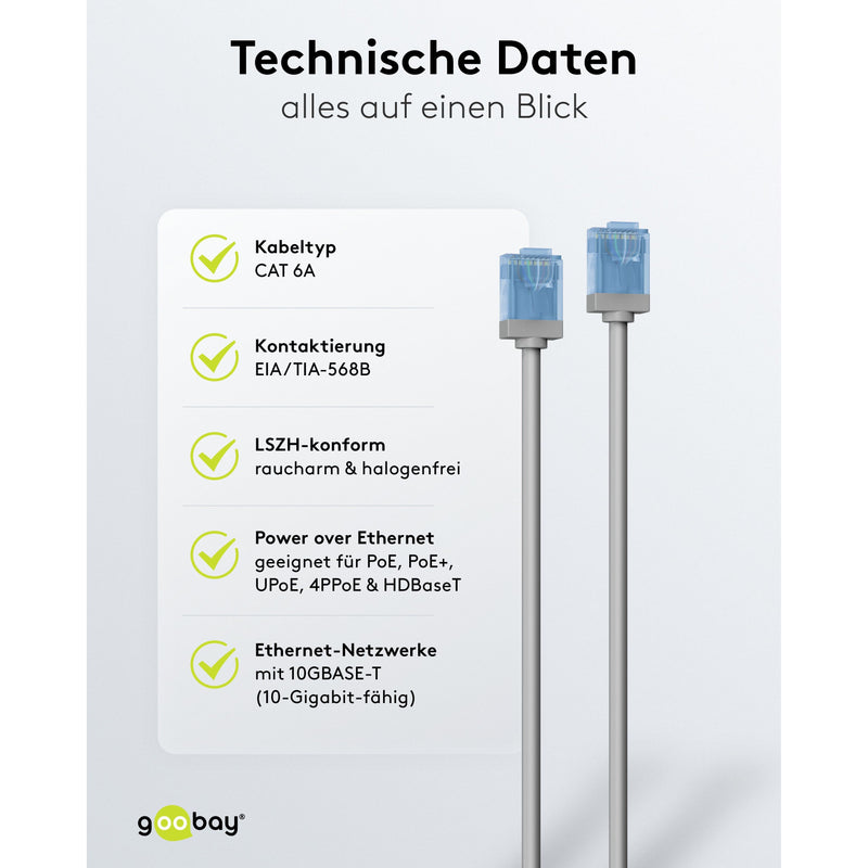 Goobay - Patchkabel Kupfer Patchkabel U/UTP Cat6 74219 Ultraflexibel,slim,g