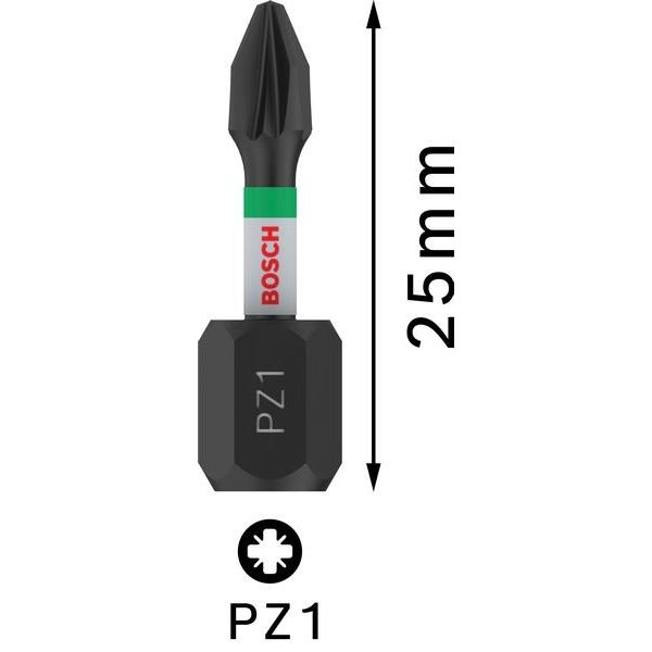 Bosch - Bit PRO Pozidriv Impact Bit, 2608522400 PZ1, 25 mm, 2-tlg