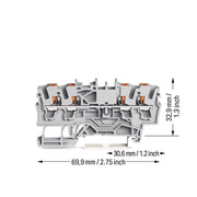 WAGO - Durchgangs-Reihenklemme 4L-Durchgangsklemme 2202-1402 2,5 qmm, or − 100 Stück