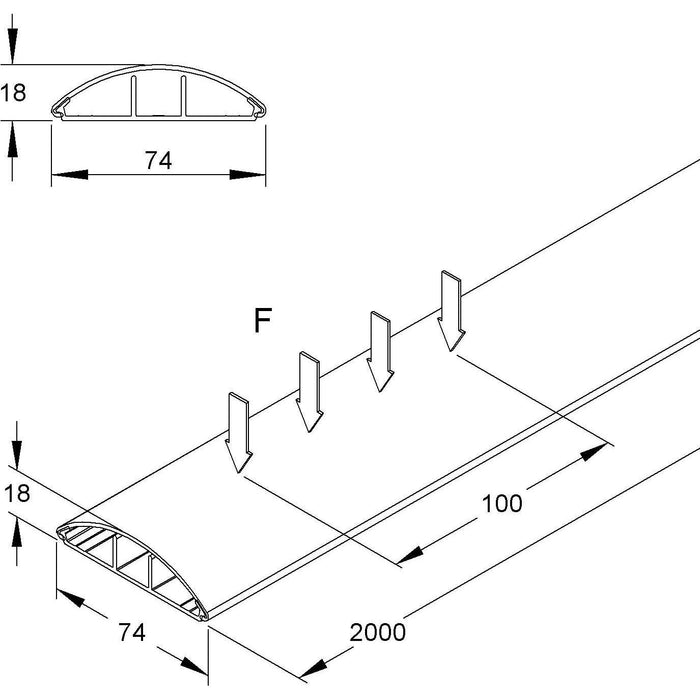 HKL - Aufboden-Leitungsführungskanal Kanal br BDK1875.5 − 24 Meter
