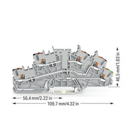 WAGO - Installations-Etagenklemme Installationsetagenklemme 2203-6643 2,5 mm² mit Drücker − 50 Stück