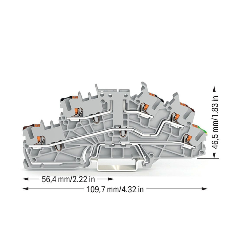 WAGO - Installations-Etagenklemme Installationsetagenklemme 2203-6643 2,5 mm² mit Drücker − 50 Stück