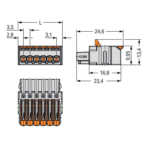 WAGO - Kabelsteckverbinder für Leiterplattensteckverbinder 1-Leiter-Federleiste,Hebel 2734-1107/327-000 PushinCAGECLAMP,lgr − 100 Stück