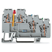 WAGO - Initiator/Aktor-Reihenklemme 3-Leiter-Aktorenklemme 270-572/281-434 LED rot − 50 Stück
