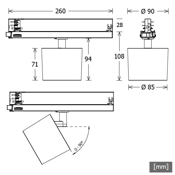 LTS Licht&Leuchten - Downlight/Strahler/Flutlicht LED-Stromschienenstrahler ORYOT203930.25DALIsw 3000K DALI