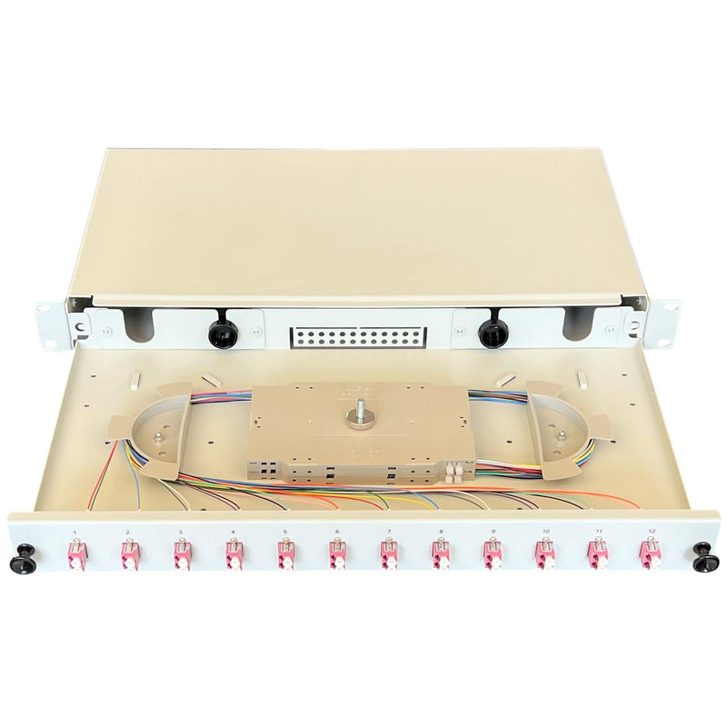 Paschke - Patchpanel LWL Spleissbox ausziehbar 19" 443305-12SA 12x LCd OM4 PINK
