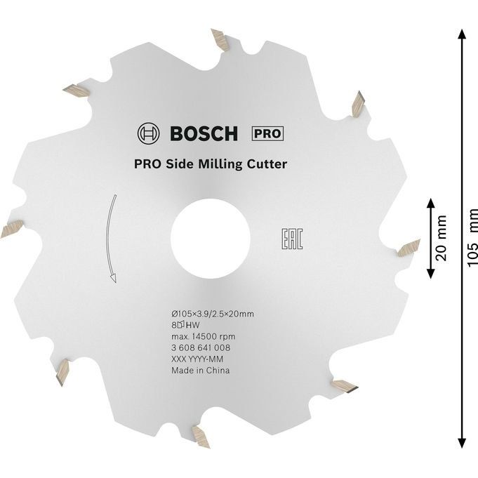 Bosch - Fräser PRO Scheibenfräser, 105 x 3608641008 20 x 4 mm, 8 Zähne
