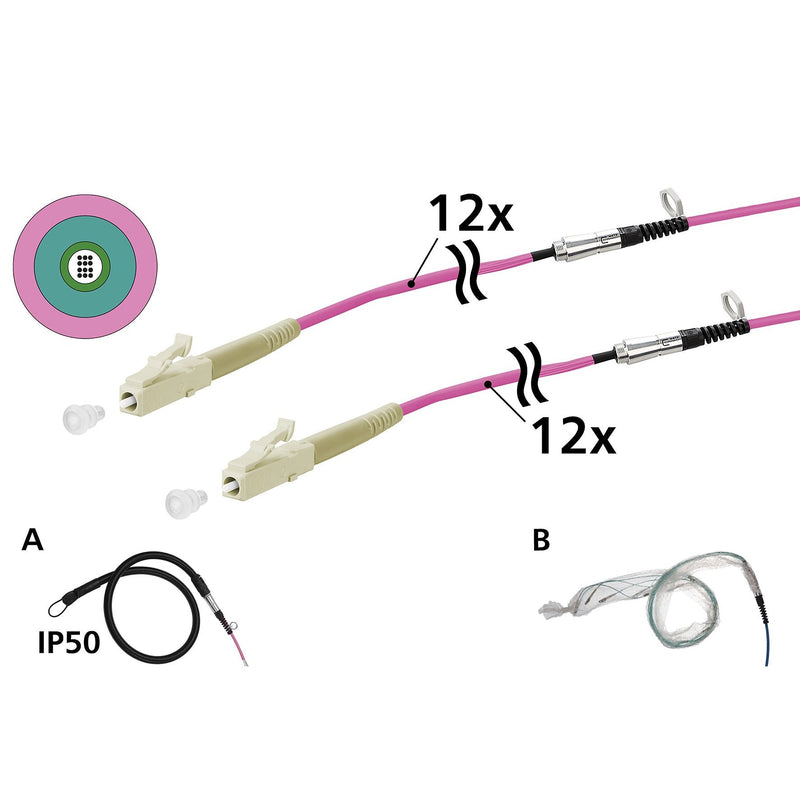 Metz Connect - System-Patchkabel LWL OpDAT VIK Universalkabel 152U127JJ5040G 12xOM4, LC-LC, 40 m