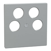 Merten - Einsatz/Abdeckung für Kommunikationstechnik Zentralplatte alu 295360 f.Antenn.Dose 4Loch