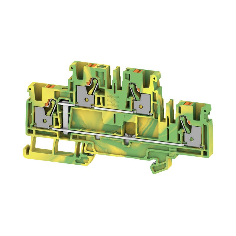 Weidmüller - Schutzleiter-Reihenklemme A2T 4 PE PUSH IN, 4 mm² − 50 Stück