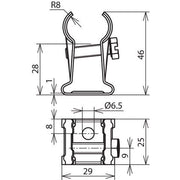 DEHN - Stangenhalter für Blitzschutz Stangenhalter m.Kralle SHKR13.16H28B6.5V2A f. Rd 13-16mm NIRO