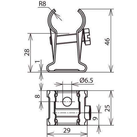 DEHN - Stangenhalter für Blitzschutz Stangenhalter m.Kralle SHKR13.16H28B6.5V2A f. Rd 13-16mm NIRO
