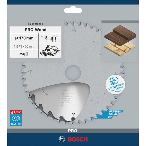 Bosch - Kreissägeblatt PRO Wood cordless 2608837690 Kreissägeblatt 173 x