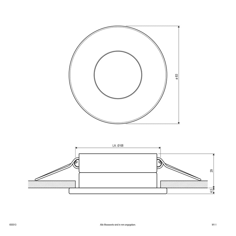 EVN Lichttechnik - Downlight/Strahler/Flutlicht NV-Einbauring rund GX5,3 650013 starr, IP65, eds-opt