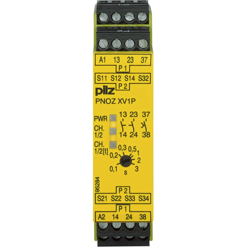 Pilz - Gerät zur Überwachung von sicherheitsgerichteten Stromkreisen Not-Aus-Schaltgerät PNOZ XV1P #777601 3/24VDC 2n/o 1n/o t
