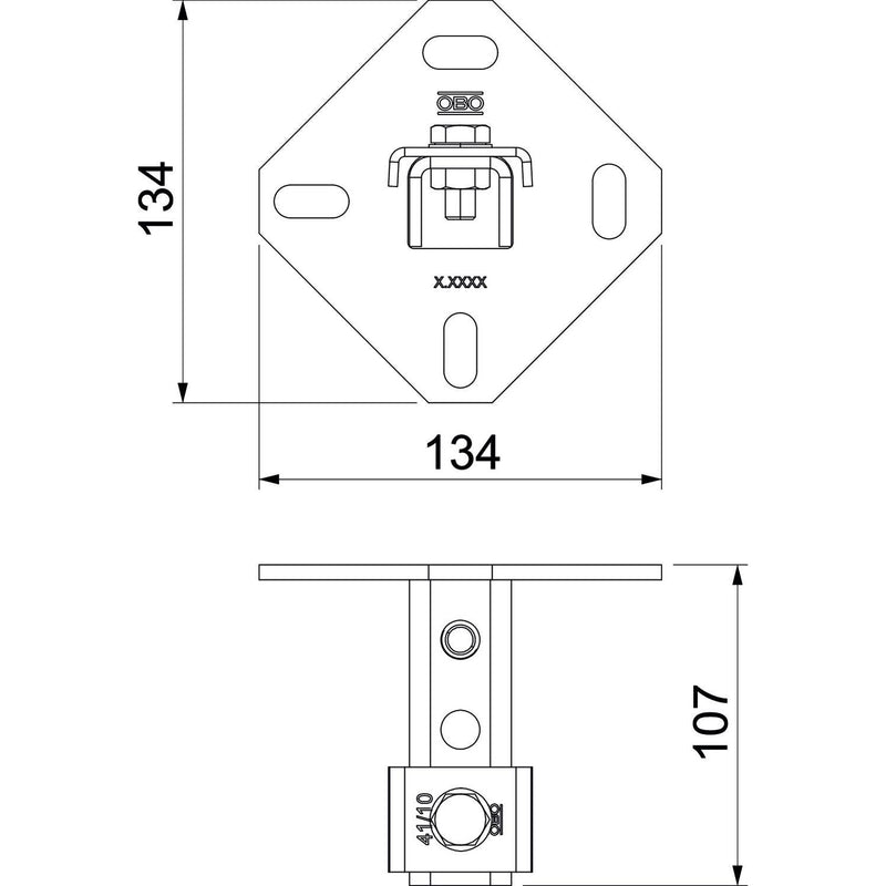 OBO Bettermann - Befestigungselement für Stiel/Profilschiene Wandhalter WBDHE 41 A2 110qmmx5x102mm − 10 Stück