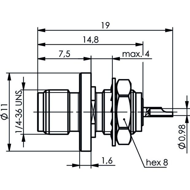 Telegärtner - Koax-Steckverbinder SMA-Einbaubuchse AU 50Ohm 100024726 Einbau von vorne − 5 Stück