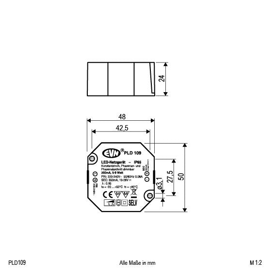 EVN Lichttechnik - LED-Betriebsgerät LED-Netzgerät dimmbar PLD109 350mA 5-9W IP65