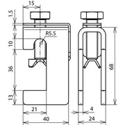 DEHN - Anschlussklemme für Blitzschutz Anschlussklemme St/tZn AK610DSKBF1835STTZN Fl 18-35 f.Rd 6-10